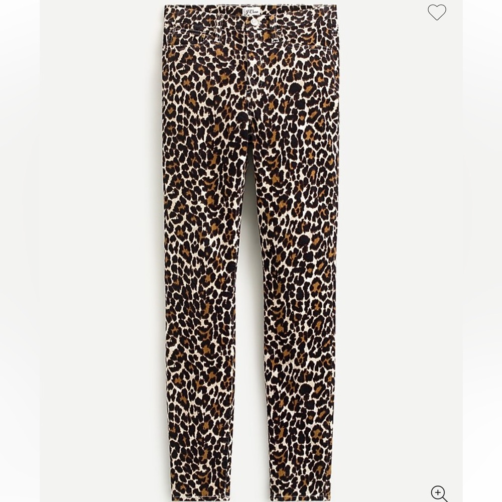 J crew 10" highest-rise toothpick pant in leopard stretch corduroy